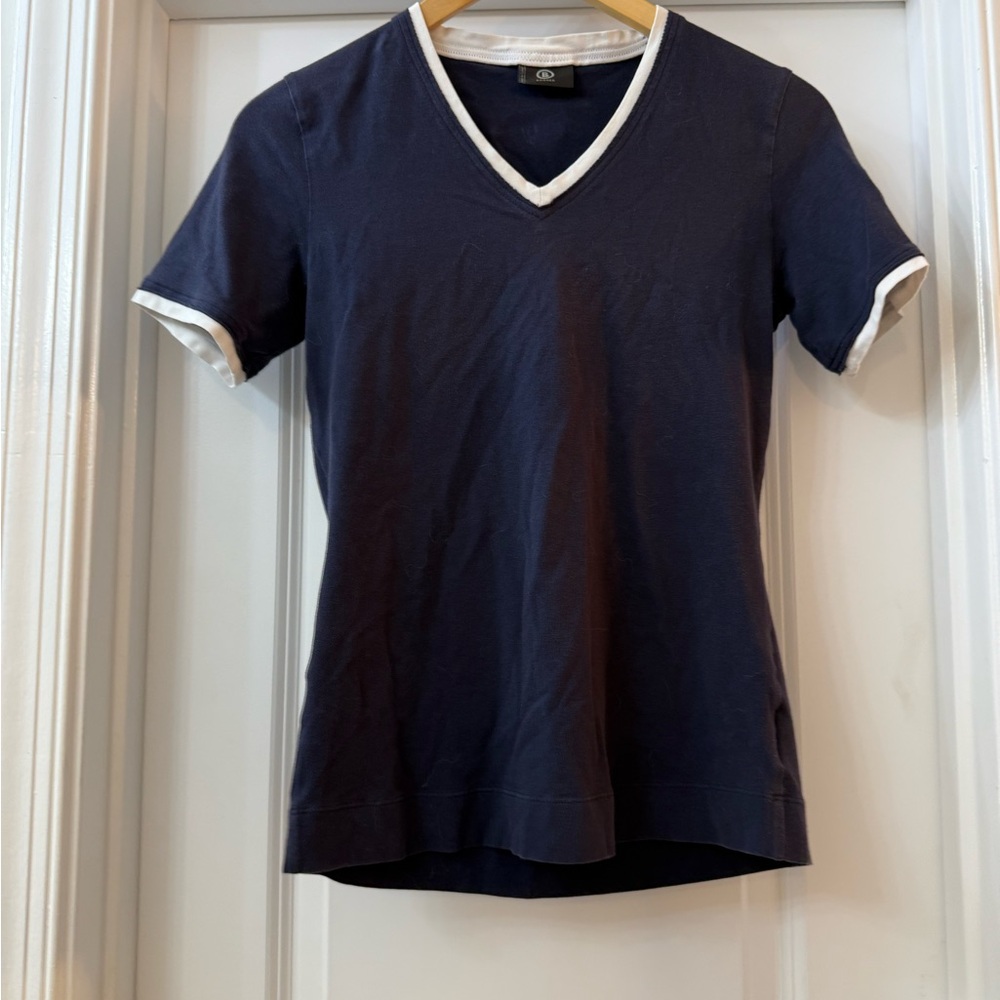 Bogner Blue V-Neck Fitted Short Sleeve Tee